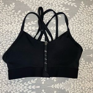 Nike Sports Bra Zip Up Front Criss-Cross Back Small - Women Color: Black Size: S